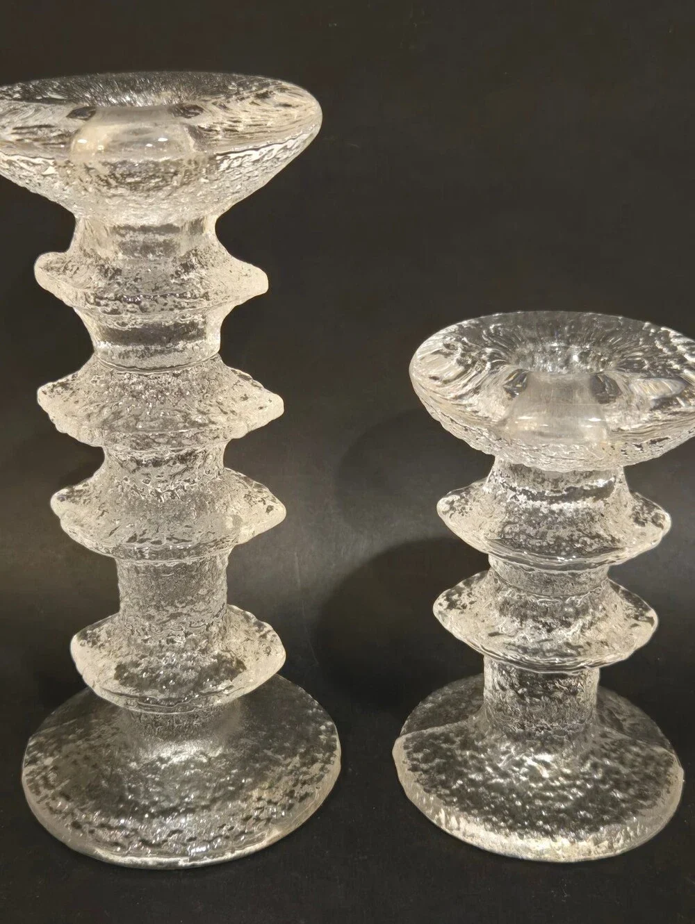 Vintage Iittala Festivo Glass Candlestick Pair - Modern Home Accent